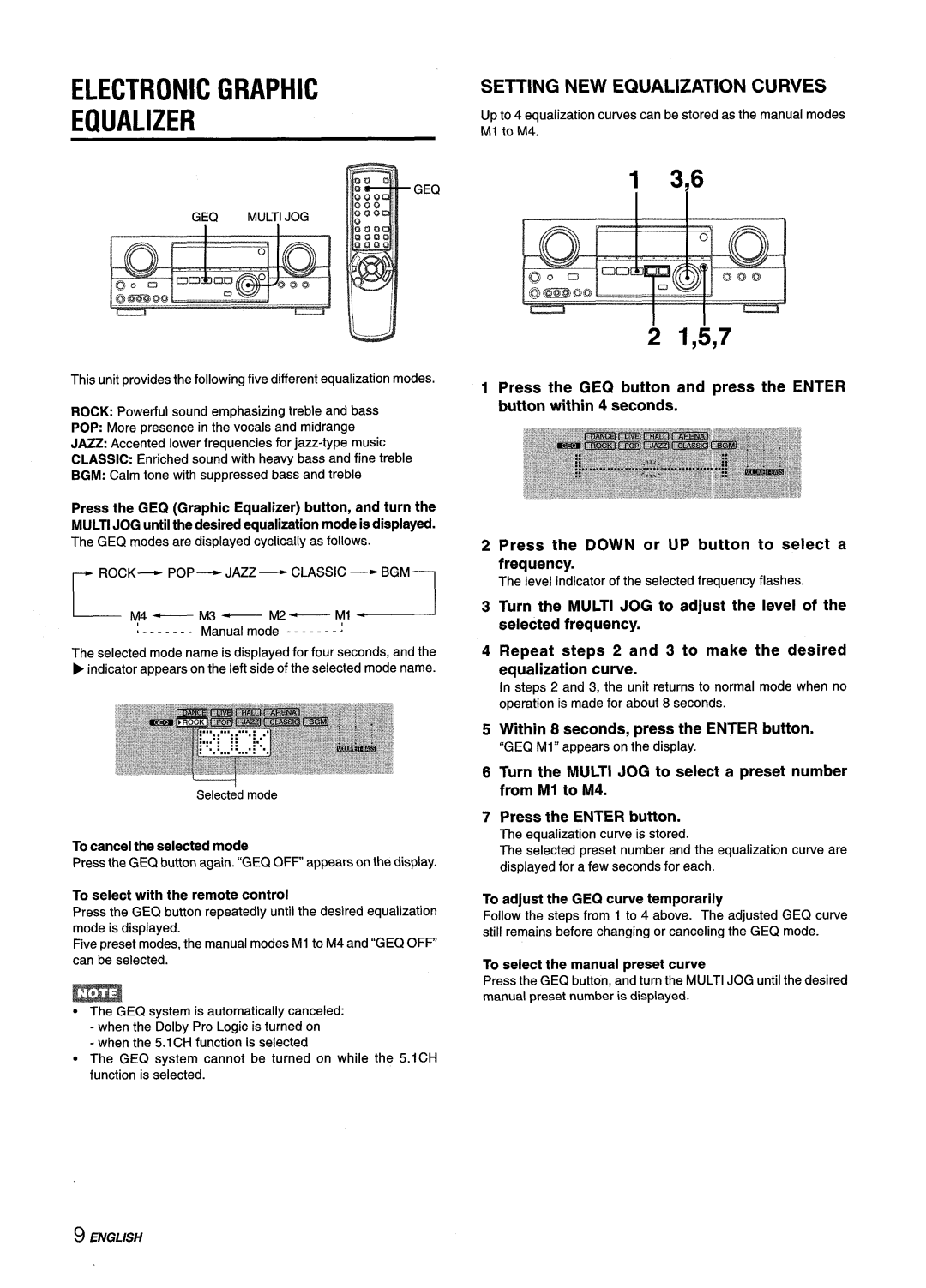 Aiwa AV-D35 manual Electronic Graphic Eiualizer, Setting NEW Equalization Curves, Within 8 seconds, press the Enter button 