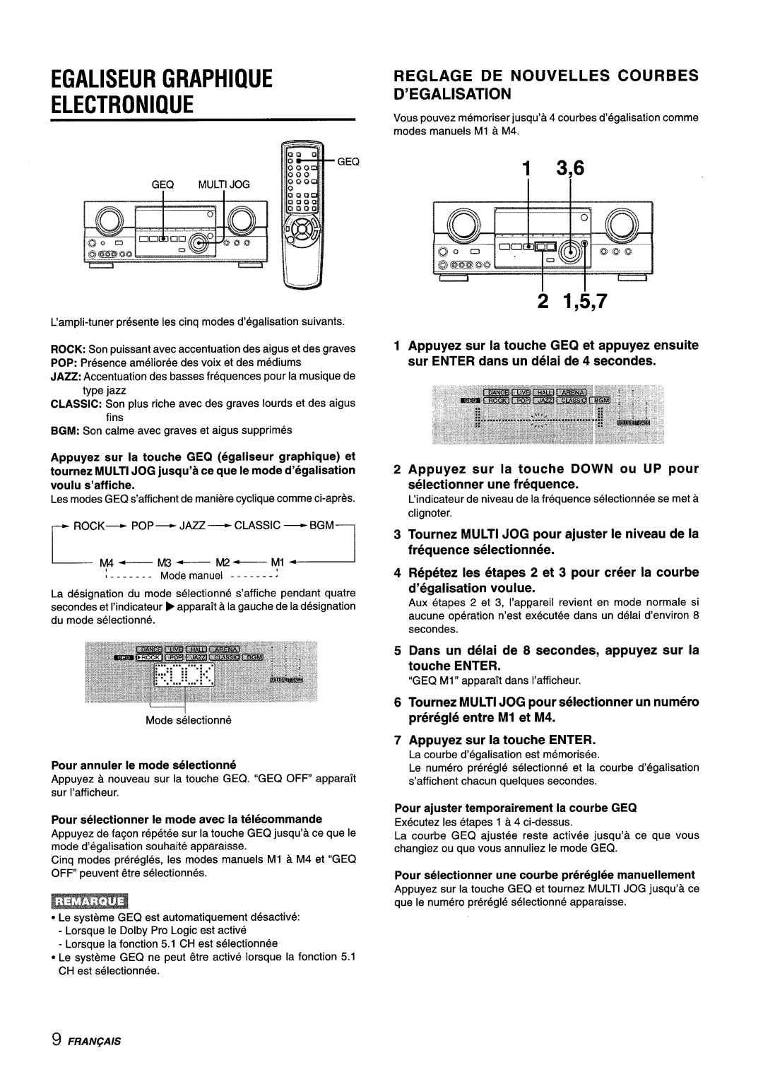 Aiwa AV-D35 Egaliseur Graphique Electronique, Reglage DE Nouvelles Courbes D’EGALISATION, Pour annuler Ie mode selectionne 