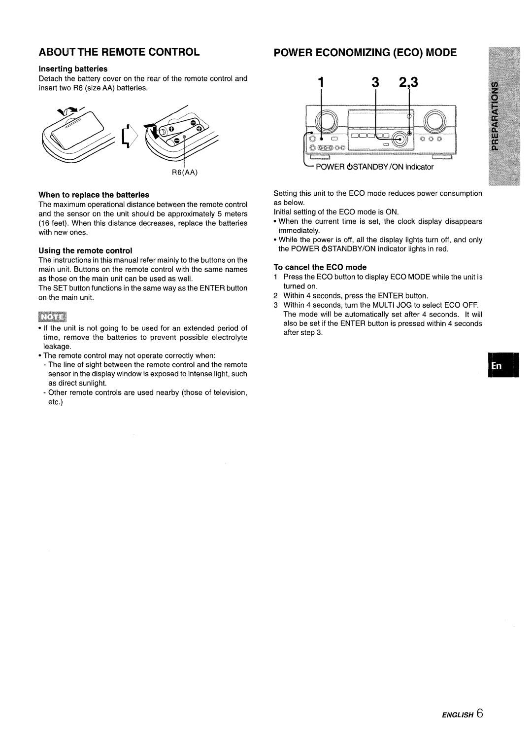 Aiwa AV-D35 manual Aboijttheremote Control, Power Economizing ECO Moide 