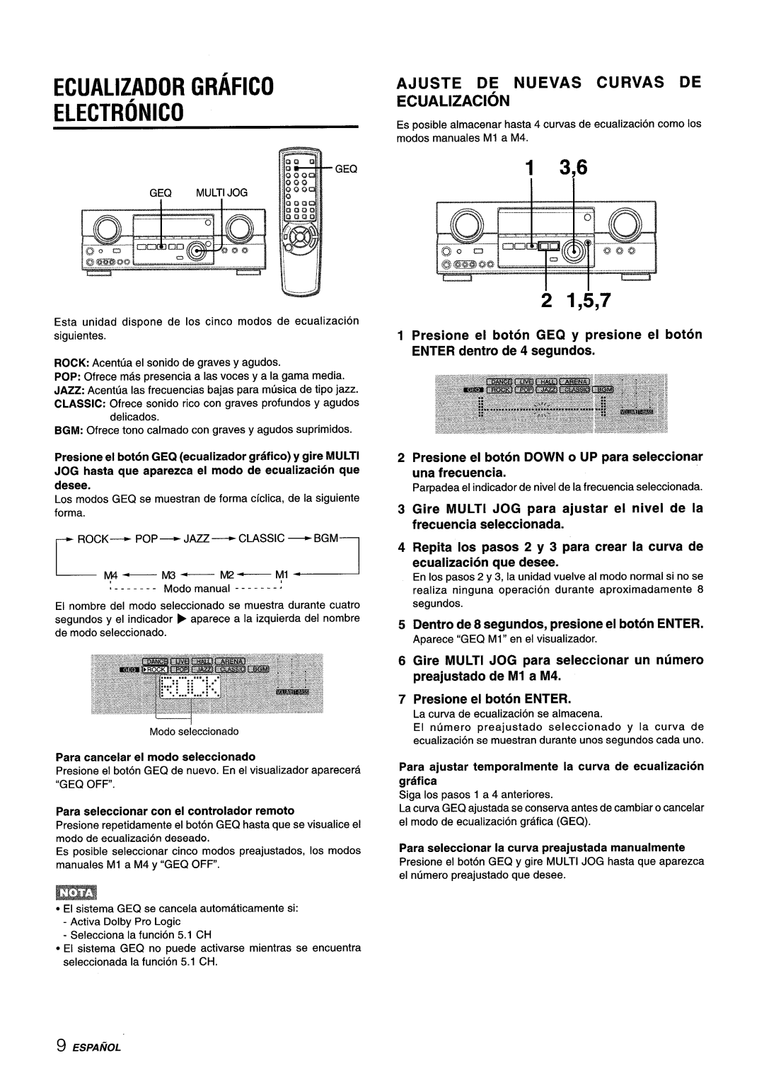 Aiwa AV-D35 Ecualizador Grafico Electronic, Ajuste De Nuevas Curvas De Ecualizacion, Presione el boton ENTER, 2 1,5,7 