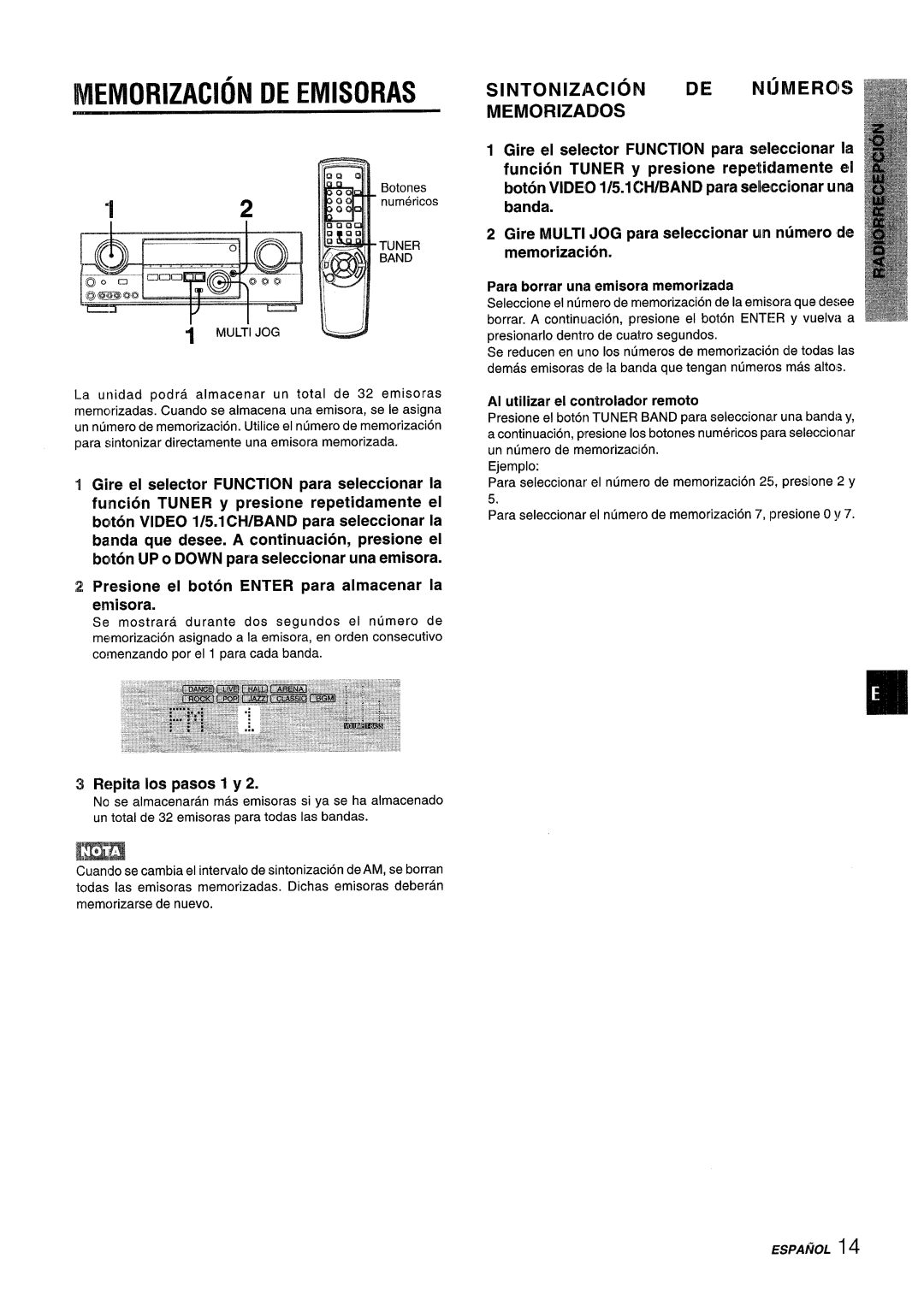 Aiwa AV-D55 manual Memorization DE Emisoras, Sintonizacionde Nti MERCl~S, Memorizados 