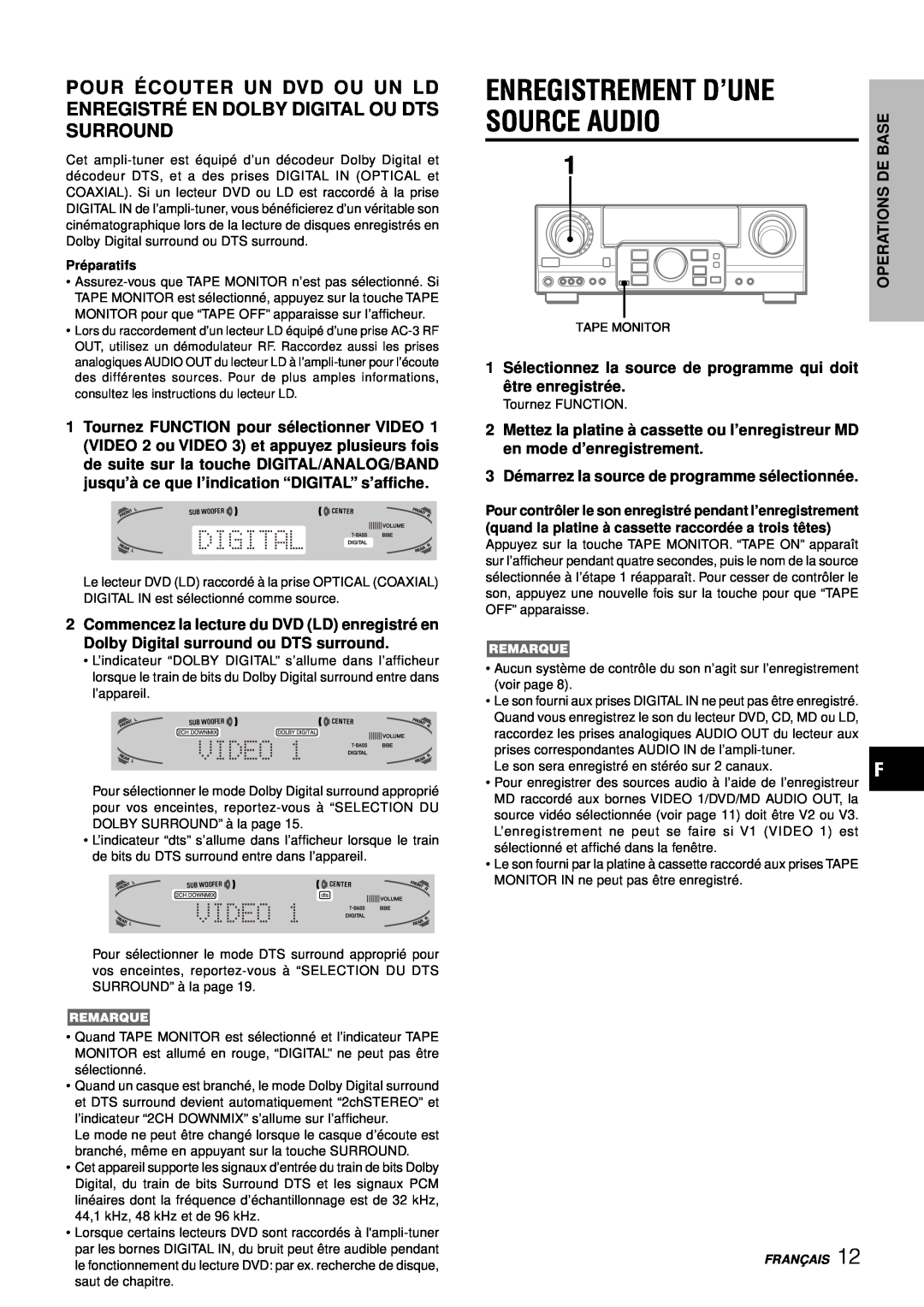 Aiwa AV-D77 manual Enregistrement D’Une, 3Dé marrez la source de programme sé lectionné e 