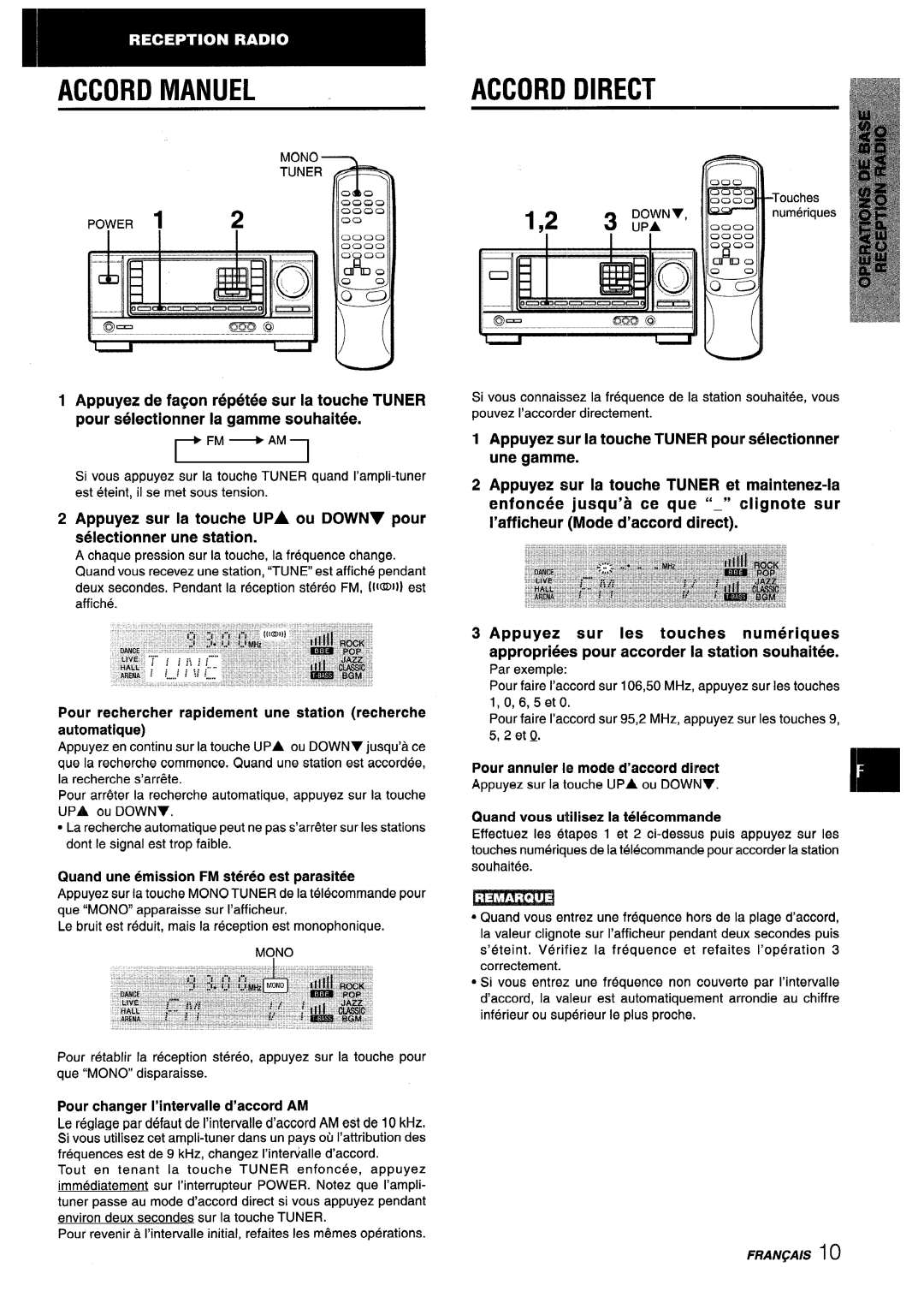 Aiwa AV-X120 manual Accord Manuel, Accord Direct 