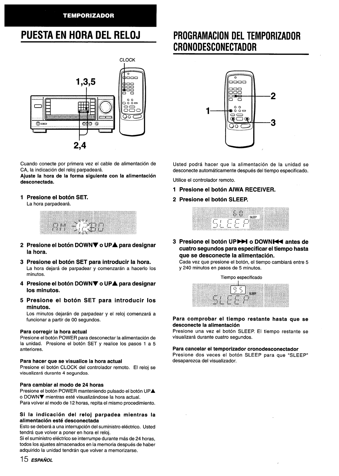 Aiwa AV-X220 manual Programaciondeltemporizador Cronodesconectador 