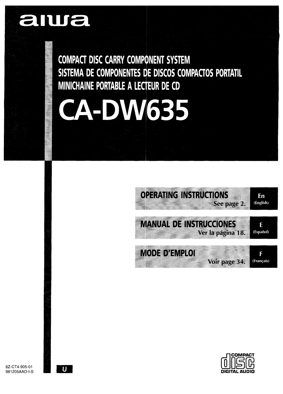 Aiwa CA-DW635 manual Ai!!r, Digital Audio 