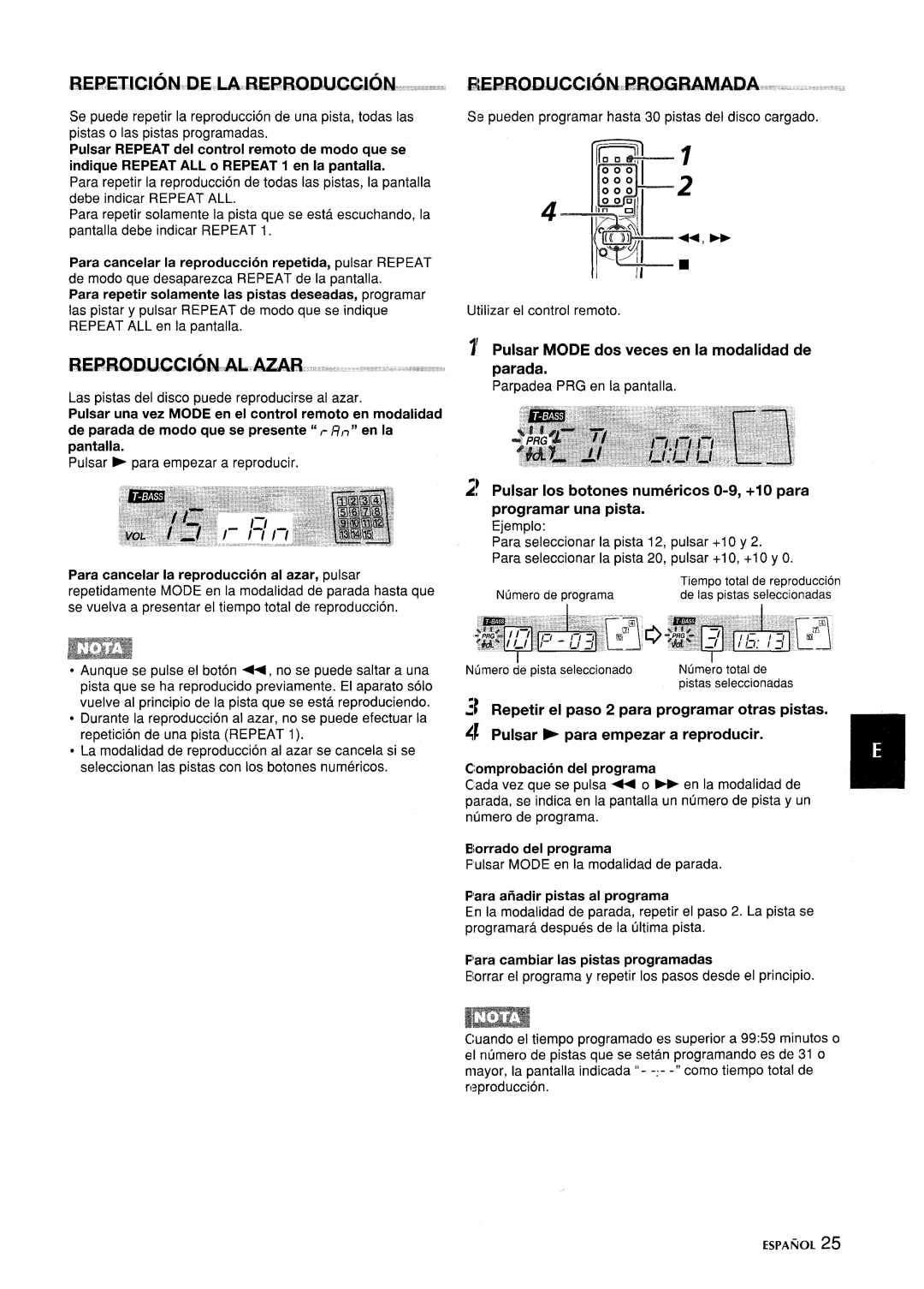 Aiwa CA-DW635 manual Indique Repeat ALL o Repeat 1 en la pantalla, ’ Pulsar Mode dos veces en la modalidad de Parada 