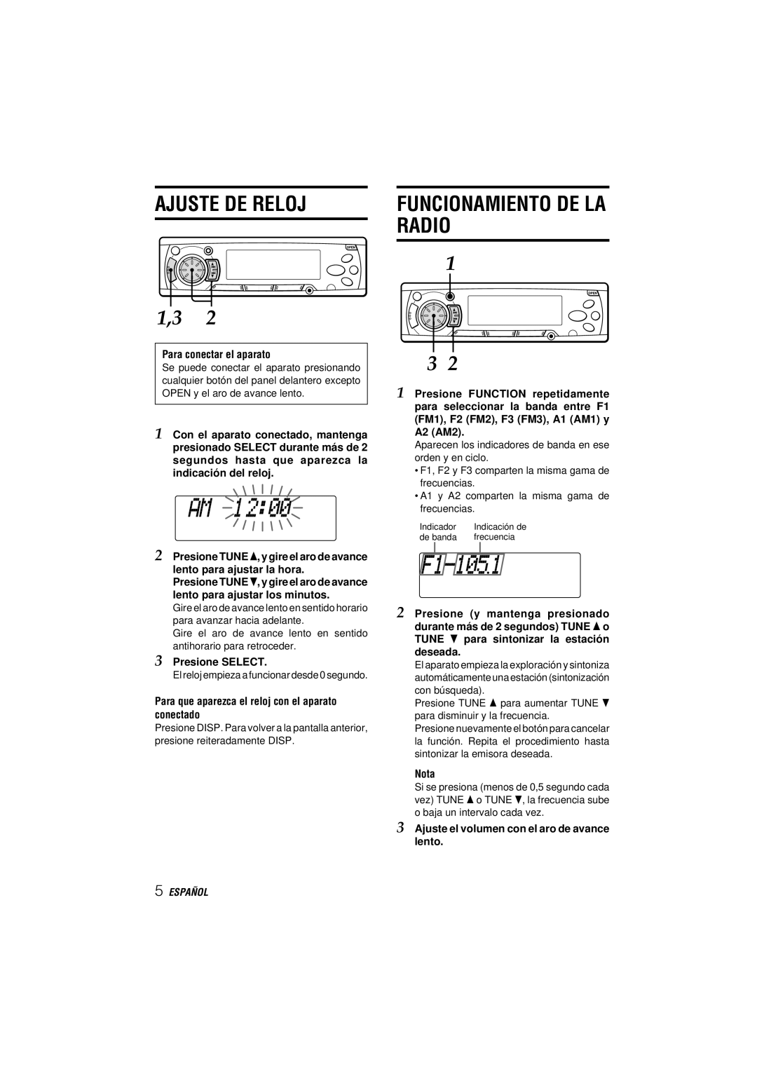 Aiwa CDC-MP3 YU operating instructions Ajuste DE Reloj, Radio 