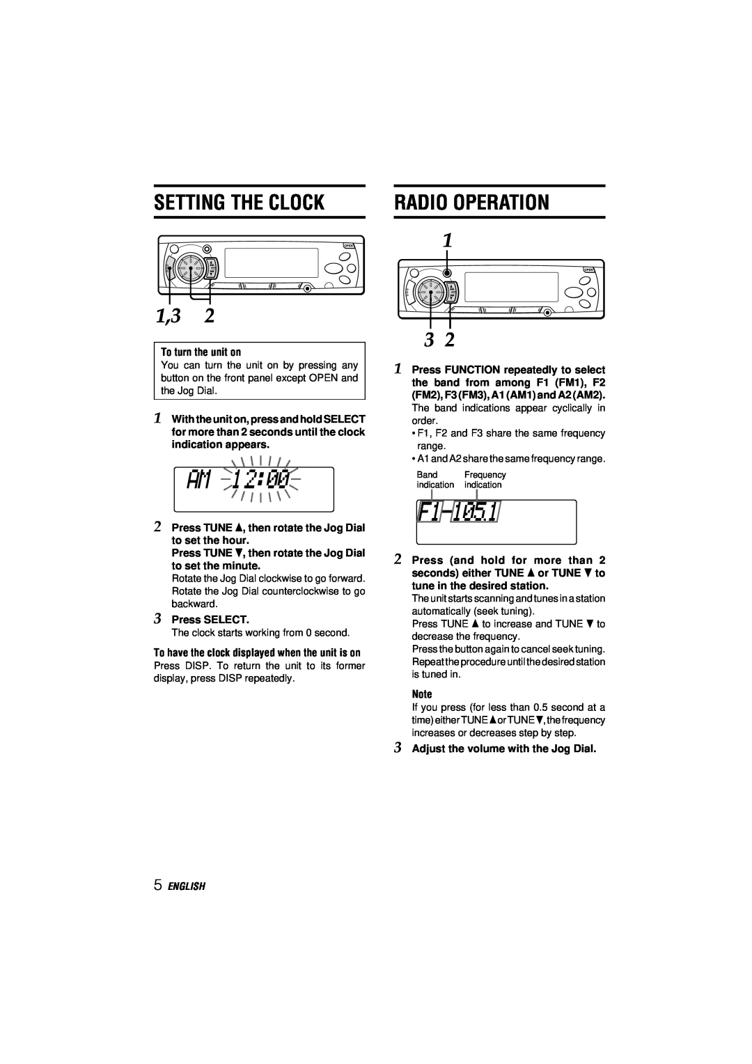 Aiwa CDC-MP3 manual Setting The Clock, Radio Operation, English 