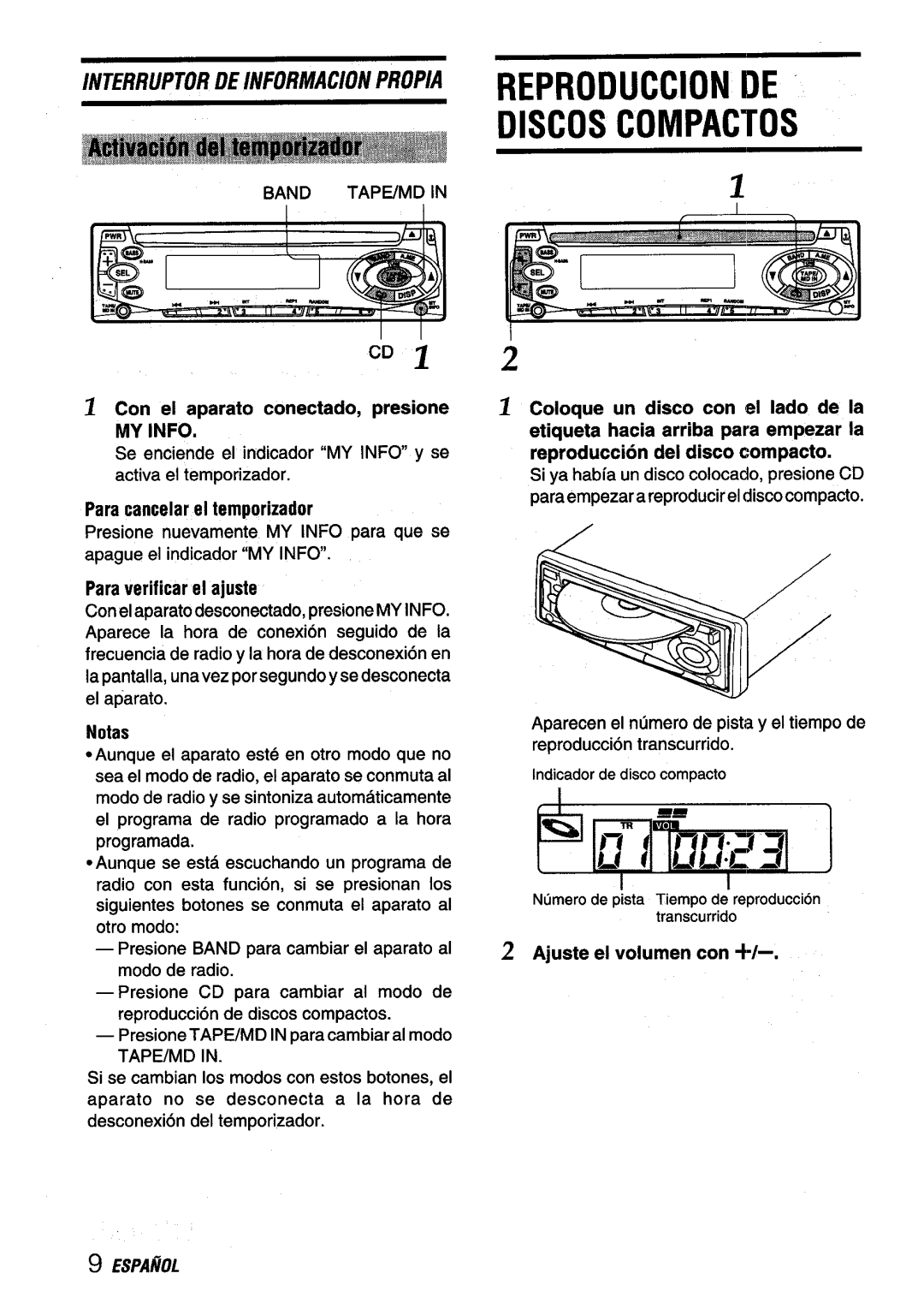 Aiwa CDC-X116 manual Reproduction DE Discos Compactos, Con el aparato conectado, presione, Ajuste el volumen con ++ 