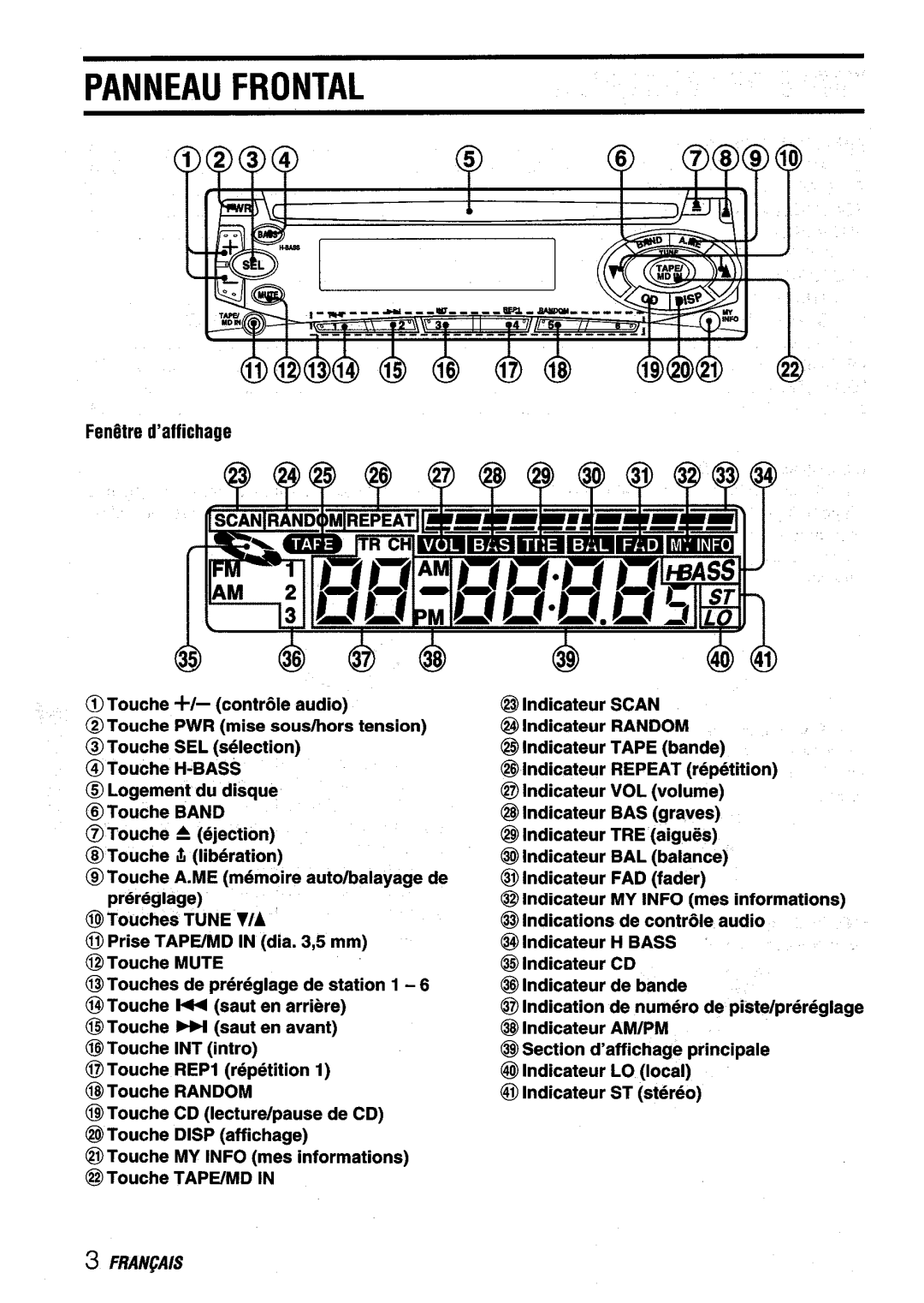 Aiwa CDC-X116 manual Panneau Frontal, FenGtred‘affichage 