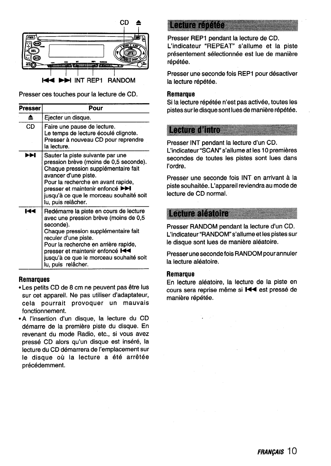 Aiwa CDC-X116 manual PresserI Pour, Remarque 