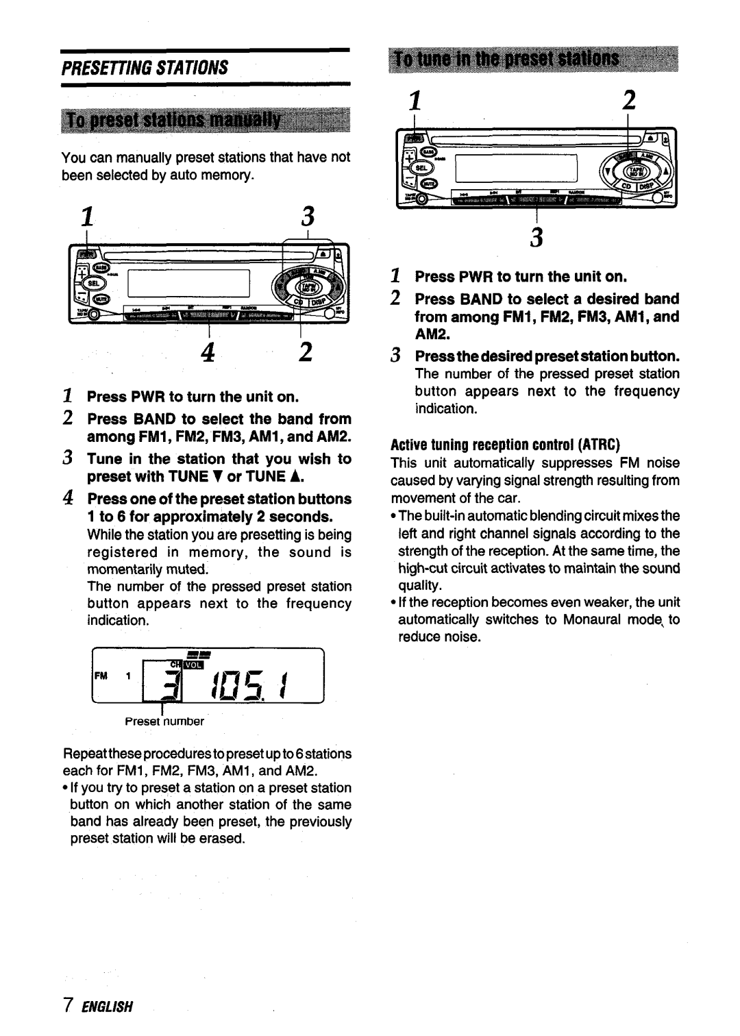 Aiwa CDC-X116 manual Press PWR to turn the unit on, Active tuning reception control Atrc 