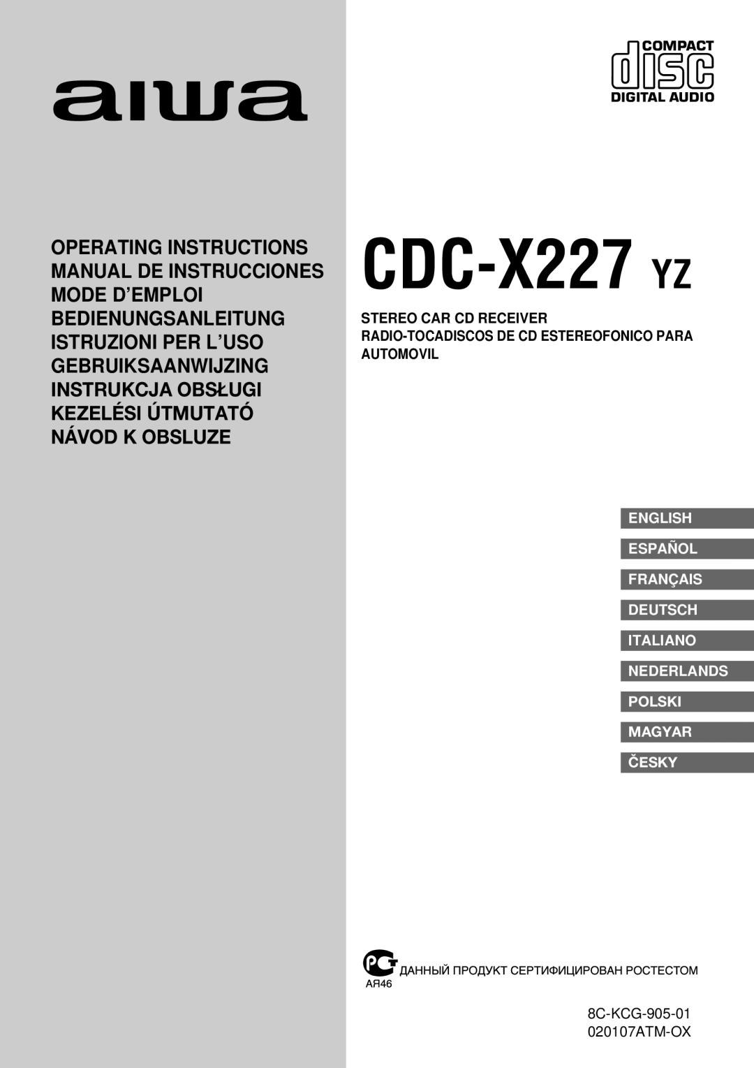 Aiwa CDC-X227 YZ operating instructions 