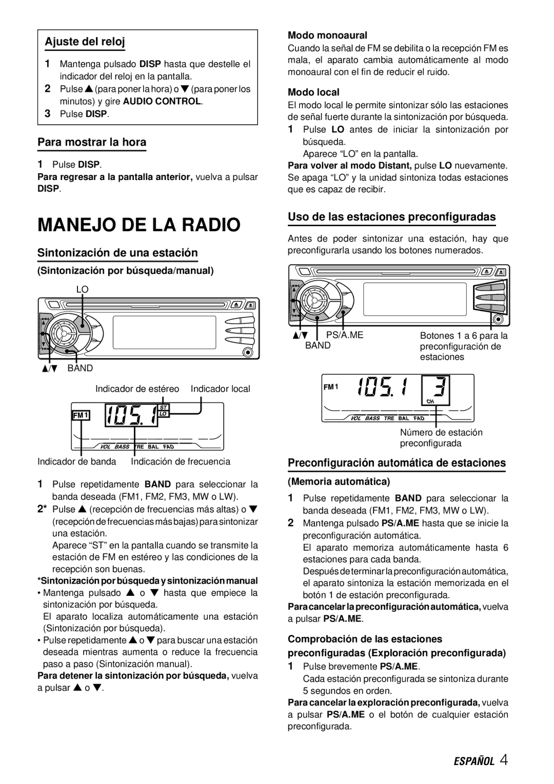 Aiwa CDC-X227 YZ operating instructions Manejo DE LA Radio 