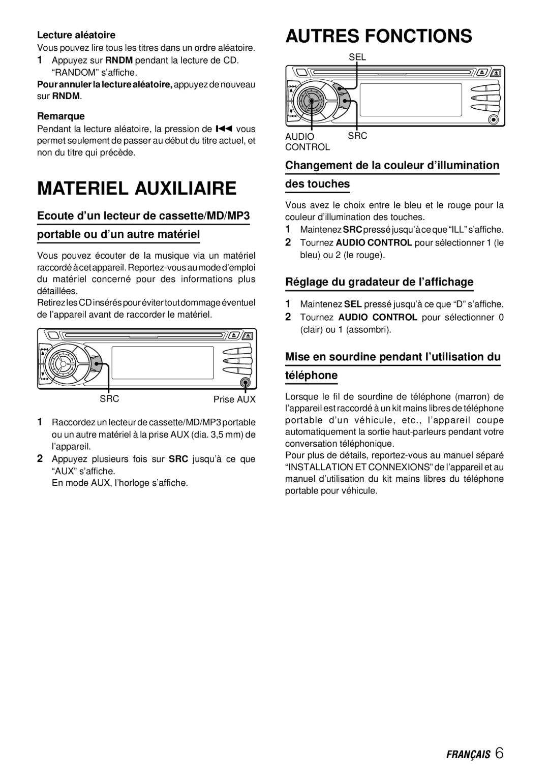 Aiwa CDC-X227 YZ Materiel Auxiliaire, Autres Fonctions, Changement de la couleur d’illumination Des touches 