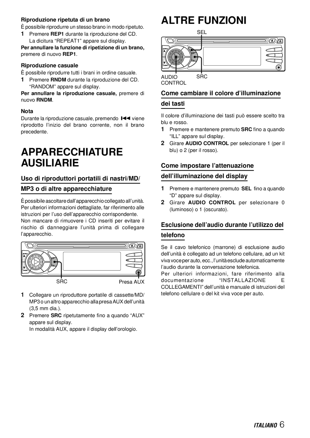 Aiwa CDC-X227 YZ Apparecchiature Ausiliarie, Altre Funzioni, Come cambiare il colore d’illuminazione Dei tasti 