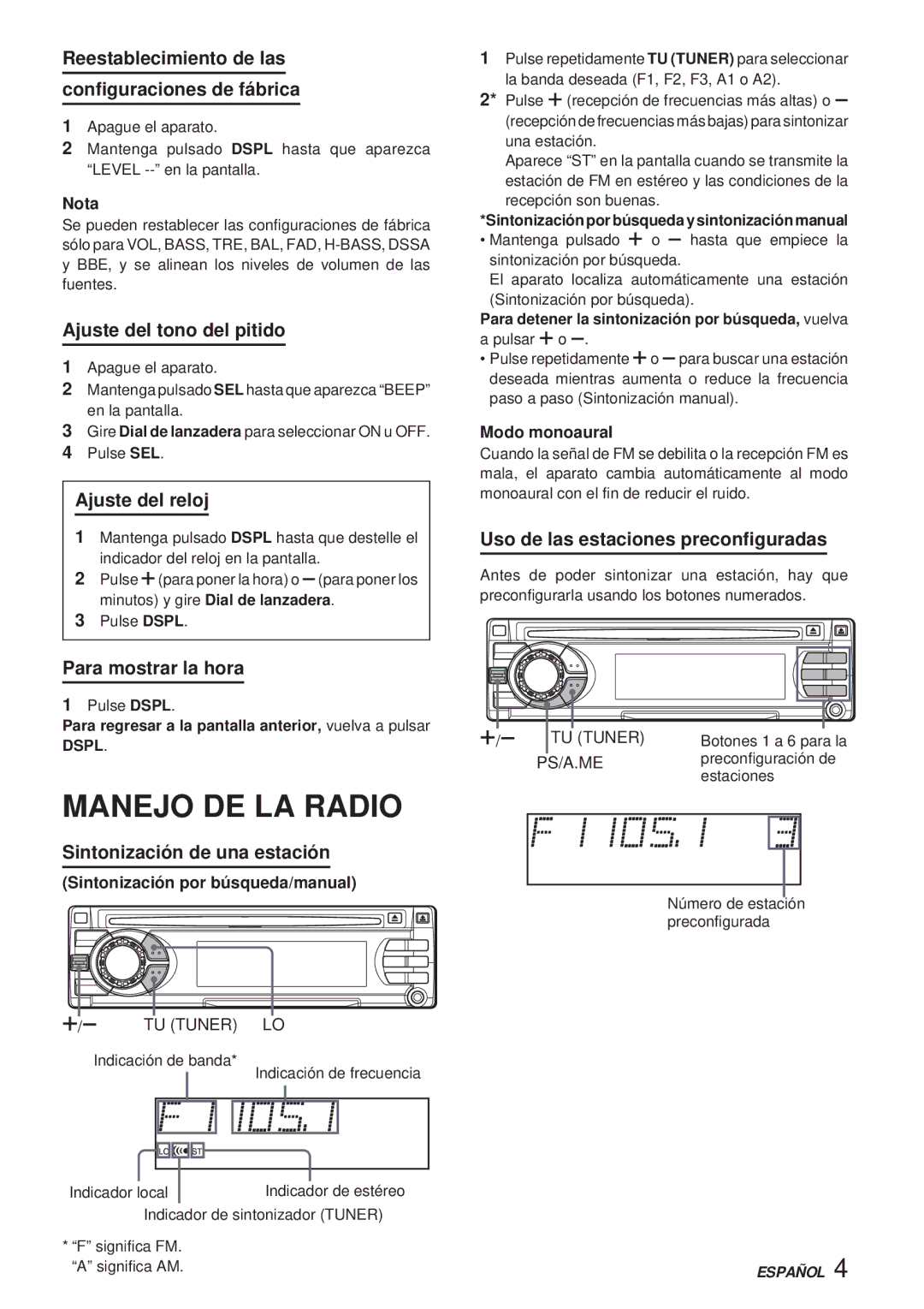 Aiwa CDC-X30MP manual Manejo DE LA Radio 