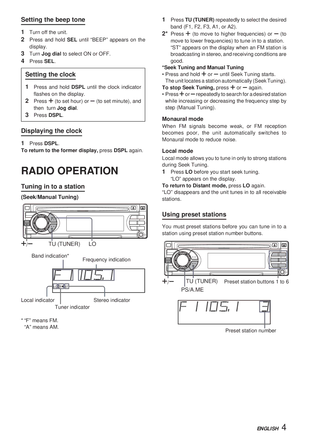 Aiwa CDC-X30MP manual Radio Operation 