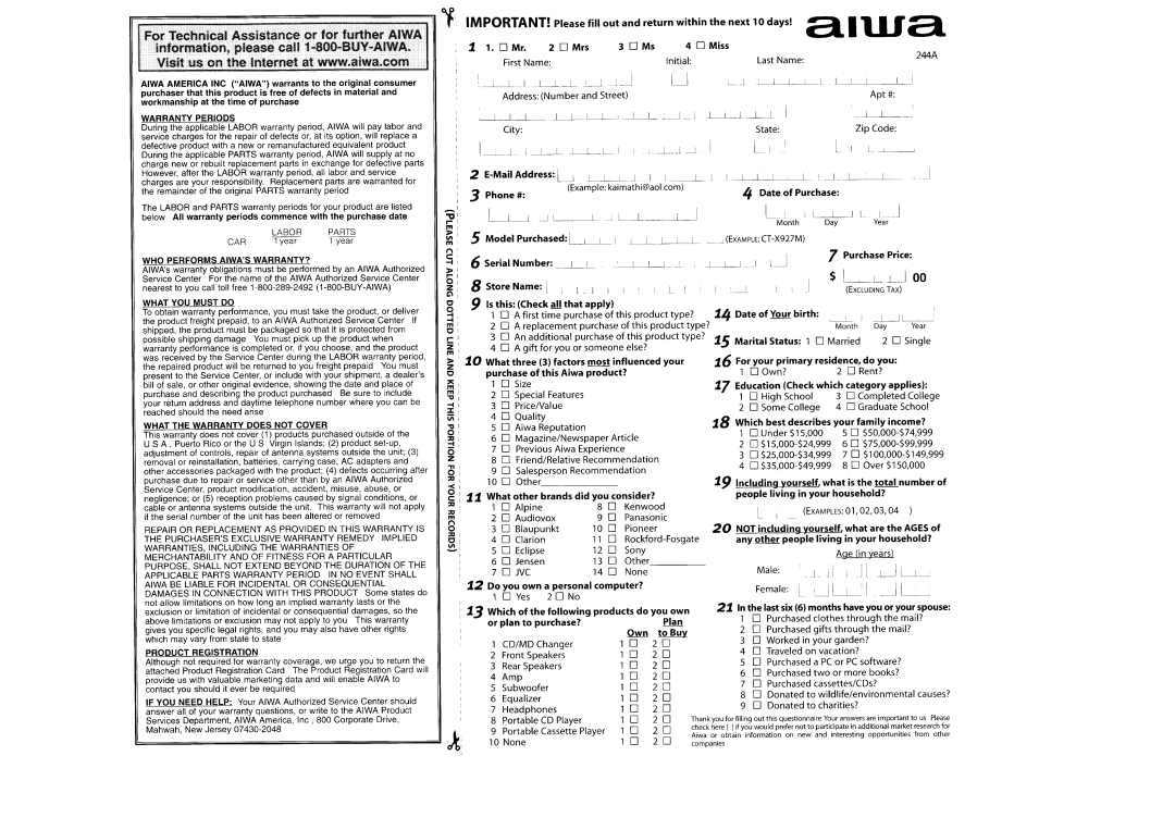 Aiwa CDC-X417, CDC-X517M, CDC-X317 operating instructions 