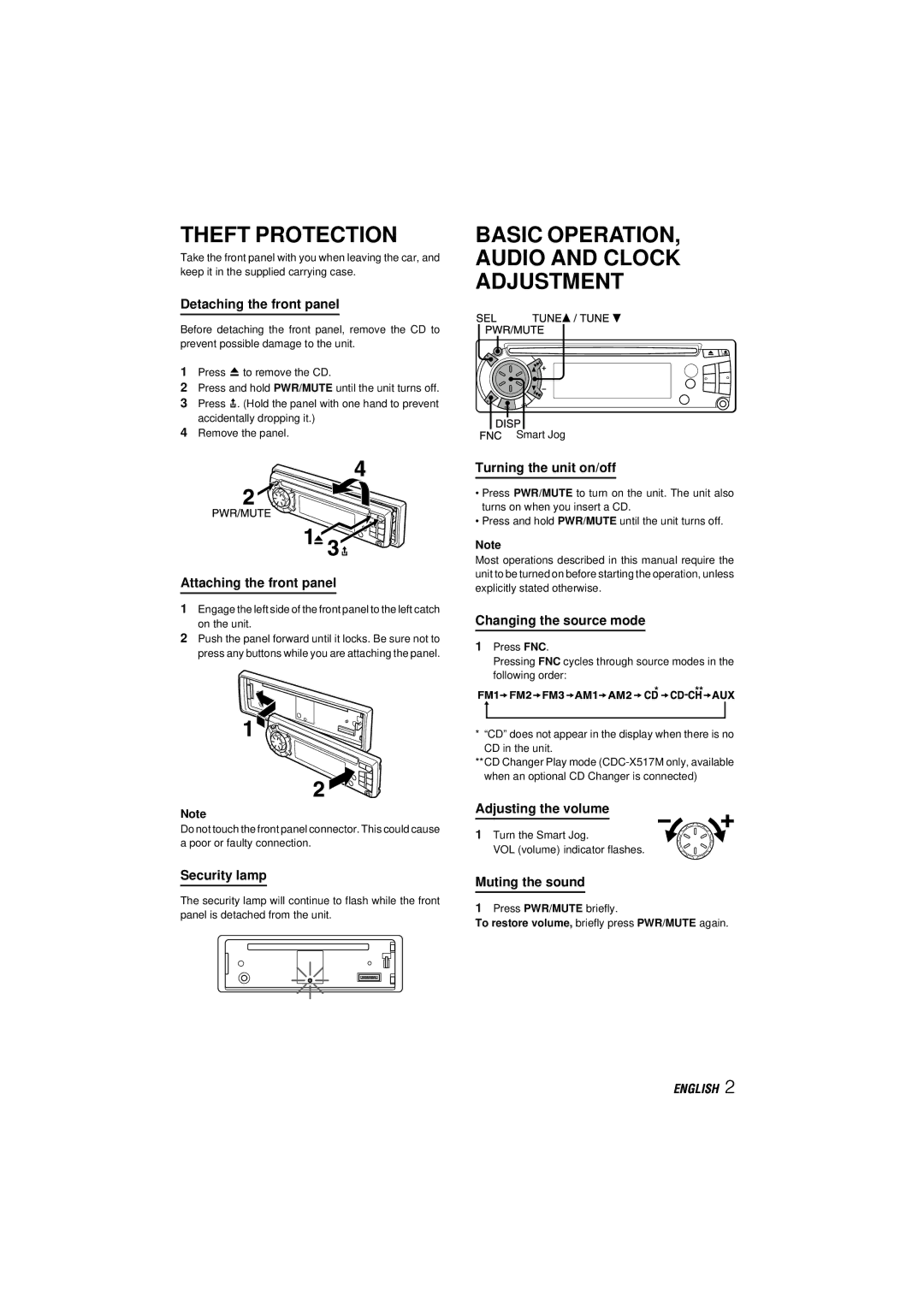 Aiwa CDC-X517M, CDC-X417, CDC-X317 operating instructions Theft Protection 