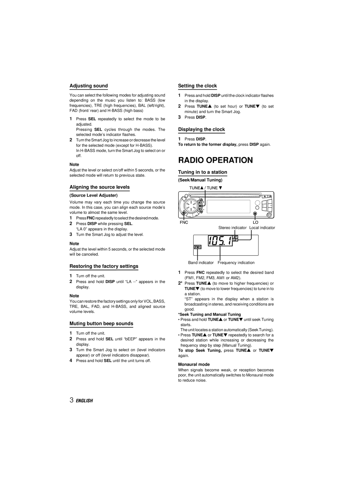 Aiwa CDC-X417, CDC-X517M, CDC-X317 operating instructions Radio Operation 