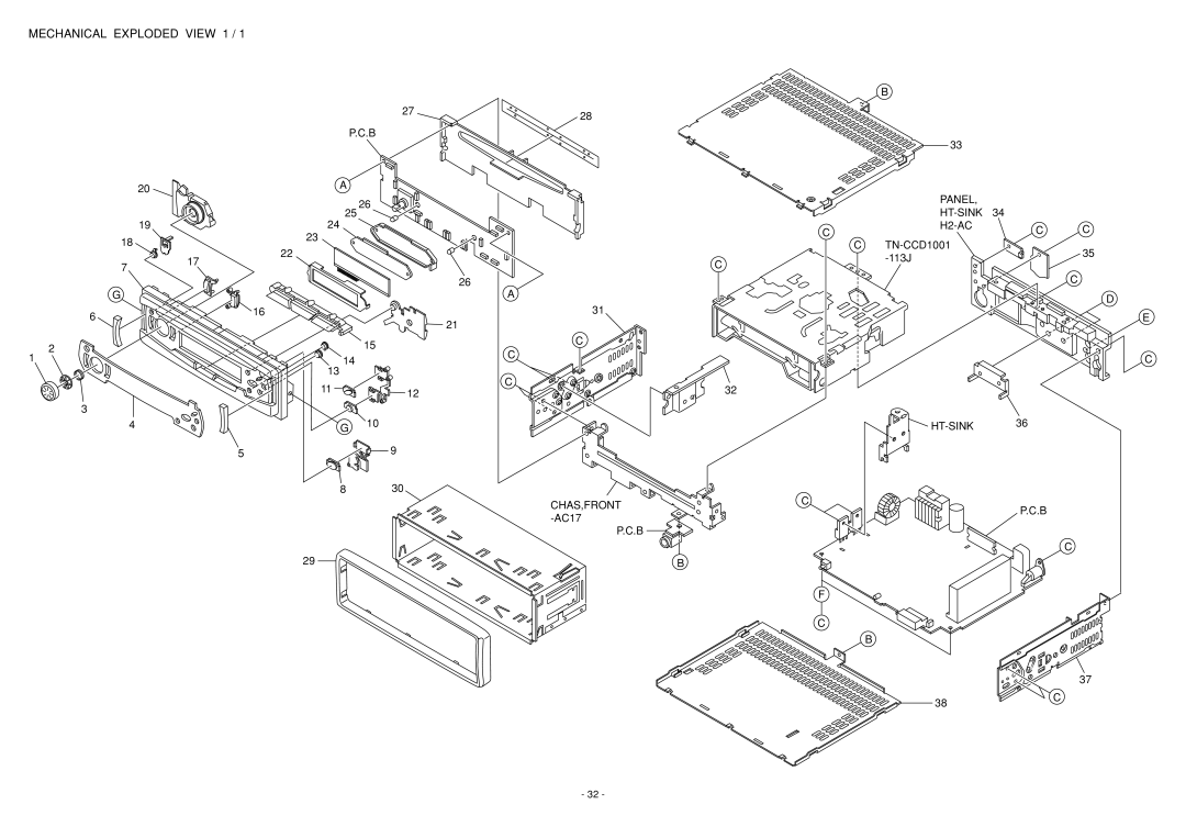 Aiwa CDC-Z107 service manual Mechanical Exploded View 1 