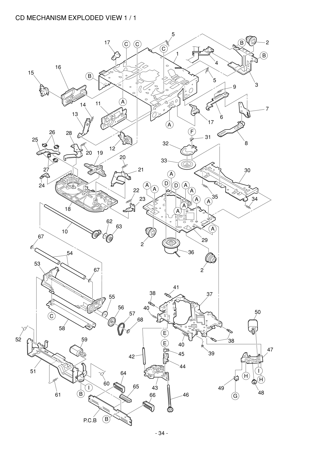 Aiwa CDC-Z107 service manual CD Mechanism Exploded View 1 