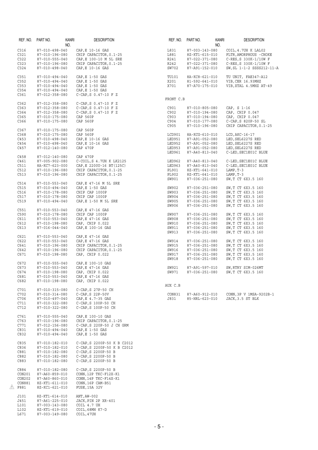 Aiwa CDC-Z107 service manual Chip CAP 1000P 