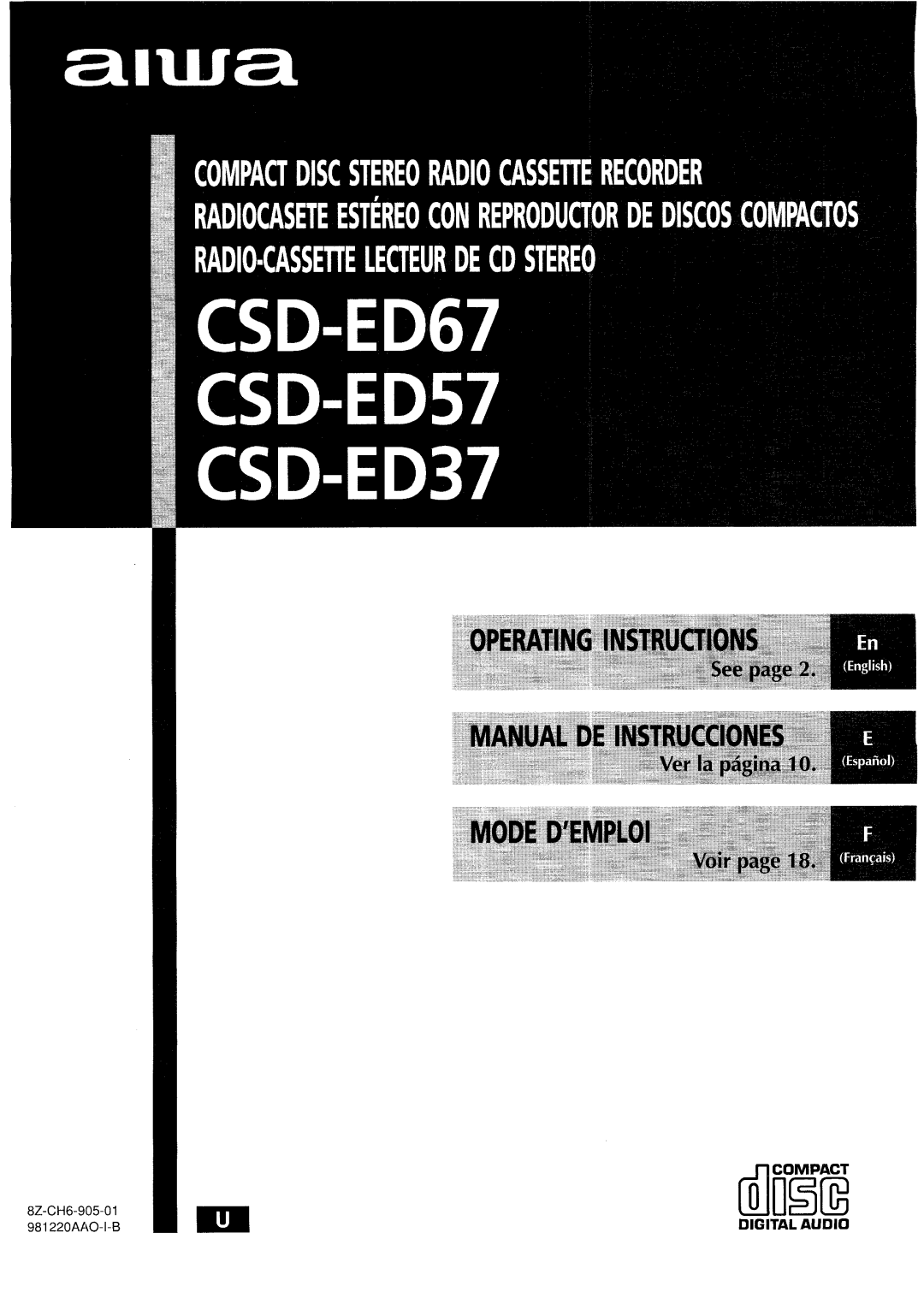 Aiwa CSD-ED 37, CSD-ED67, CSD-ED 57 manual 