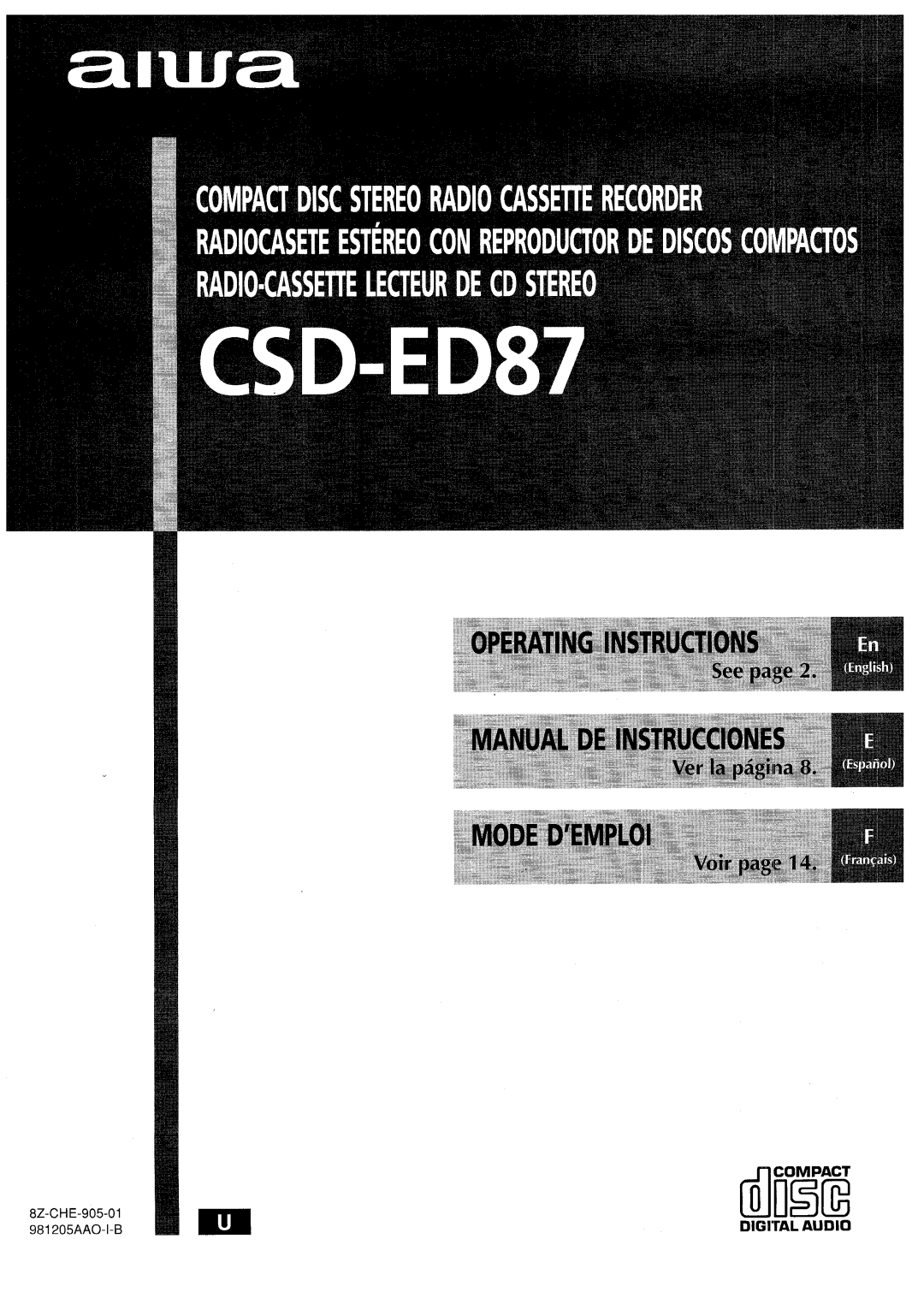 Aiwa CSD-ED87 manual IlEiiE, Digital Audio 