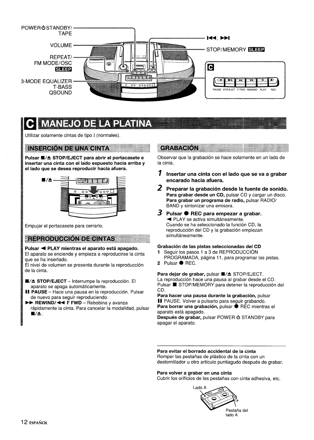 Aiwa CSD-ED87 manual ++, PFl, Pulsar REC para empezar a grabar 