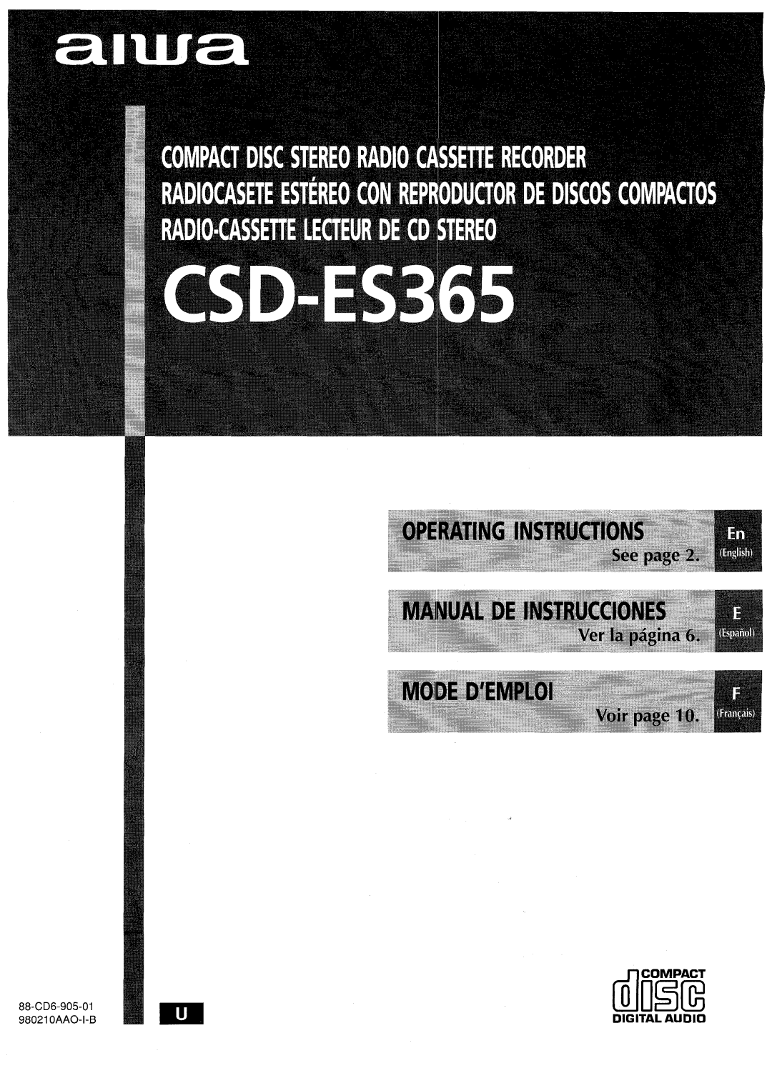 Aiwa CSD-ES365 manual 