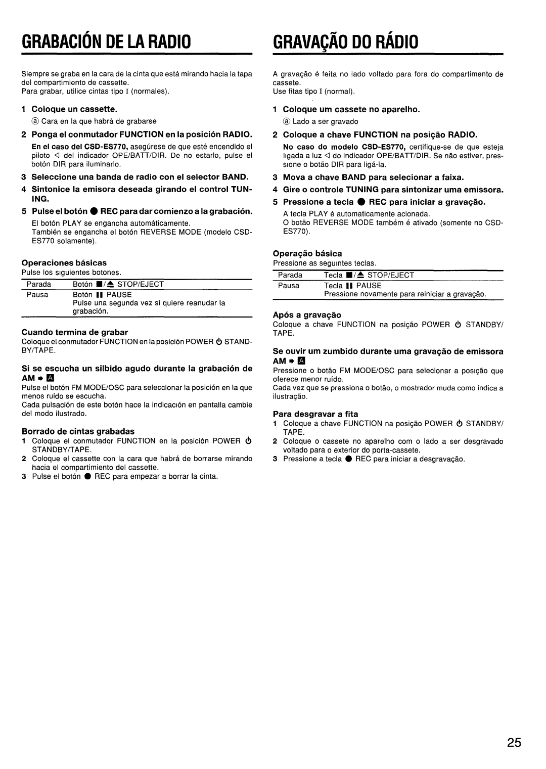 Aiwa CSD-ES570, CSD-ES370, CSD-ES770 manual Grabaciondelaradio 