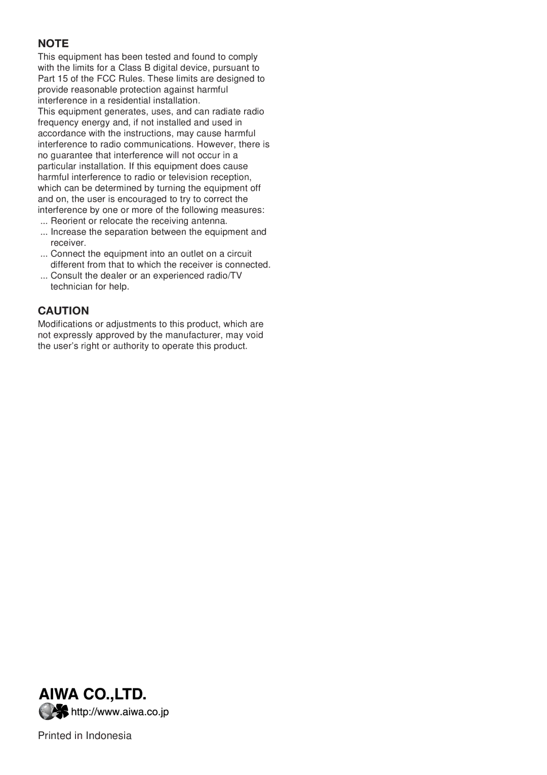 Aiwa CSD-FD92, CSD-FD82 operating instructions 