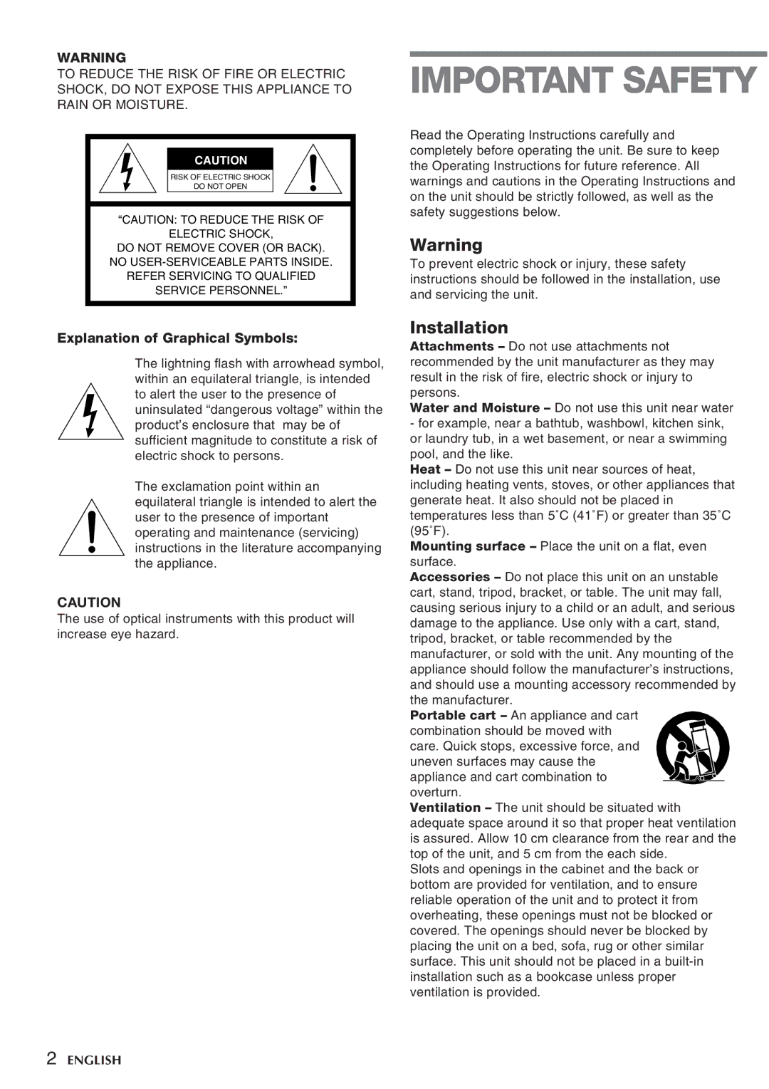 Aiwa CSD-FD99, CSD-FD88 manual Installation, Explanation of Graphical Symbols 