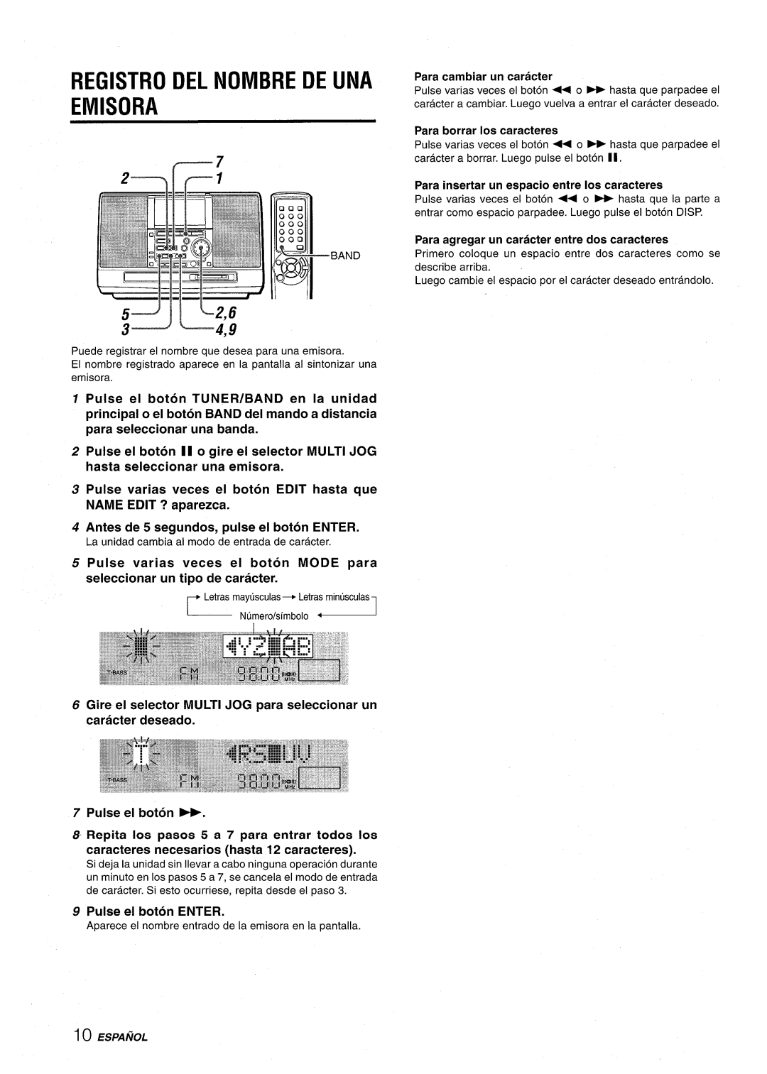 Aiwa CSD-MD50 manual ‘0!3, Registro Del Nombre De Una Emisora, ~~A~~ 