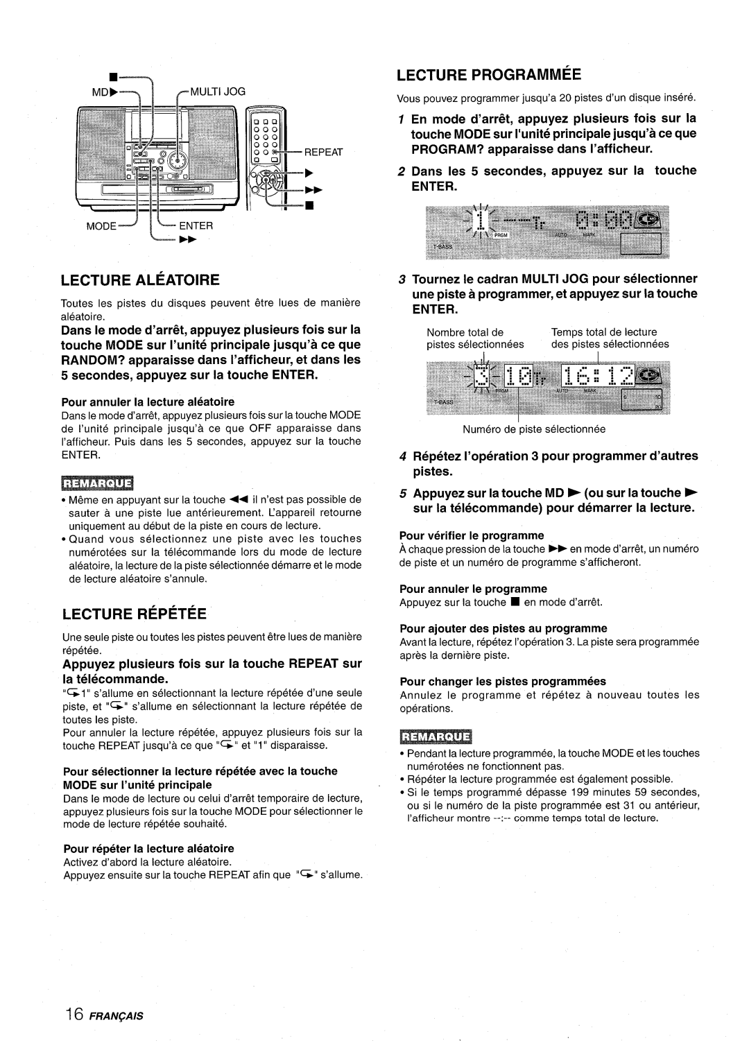 Aiwa CSD-MD50 manual Programmed, ~m~‘~, Lecture Repetee 