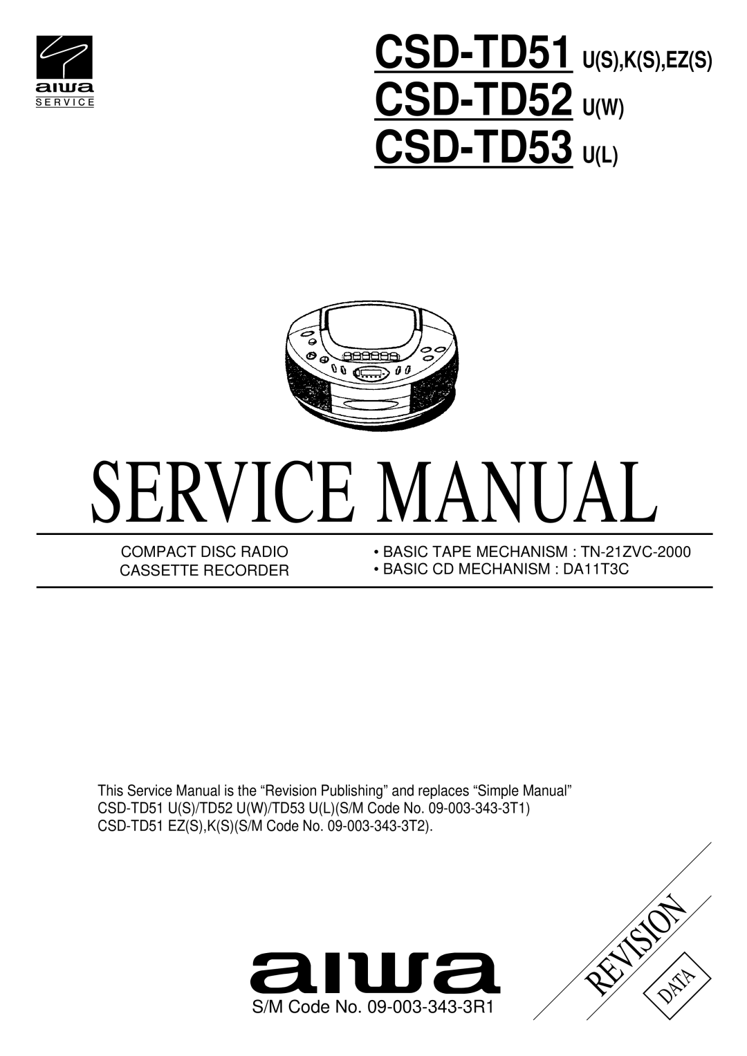 Aiwa service manual CSD-TD51 CSD-TD52 CSD-TD53 