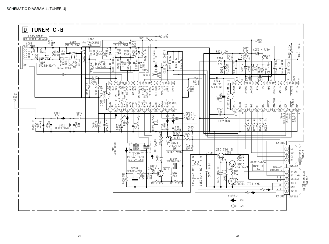 Aiwa CSD-TD52, CSD-TD51, CSD-TD53 service manual Schematic DIAGRAM-4 Tuner U 