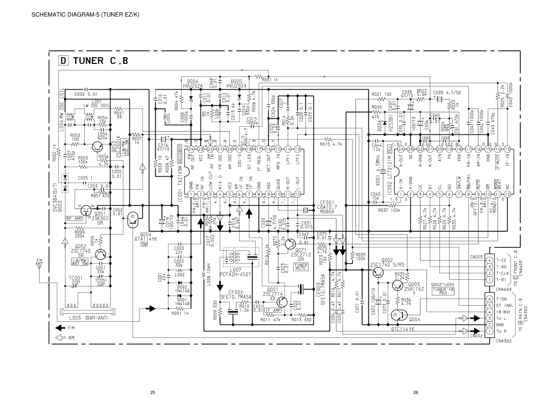 Aiwa CSD-TD52, CSD-TD51, CSD-TD53 service manual Schematic DIAGRAM-5 Tuner EZ/K 