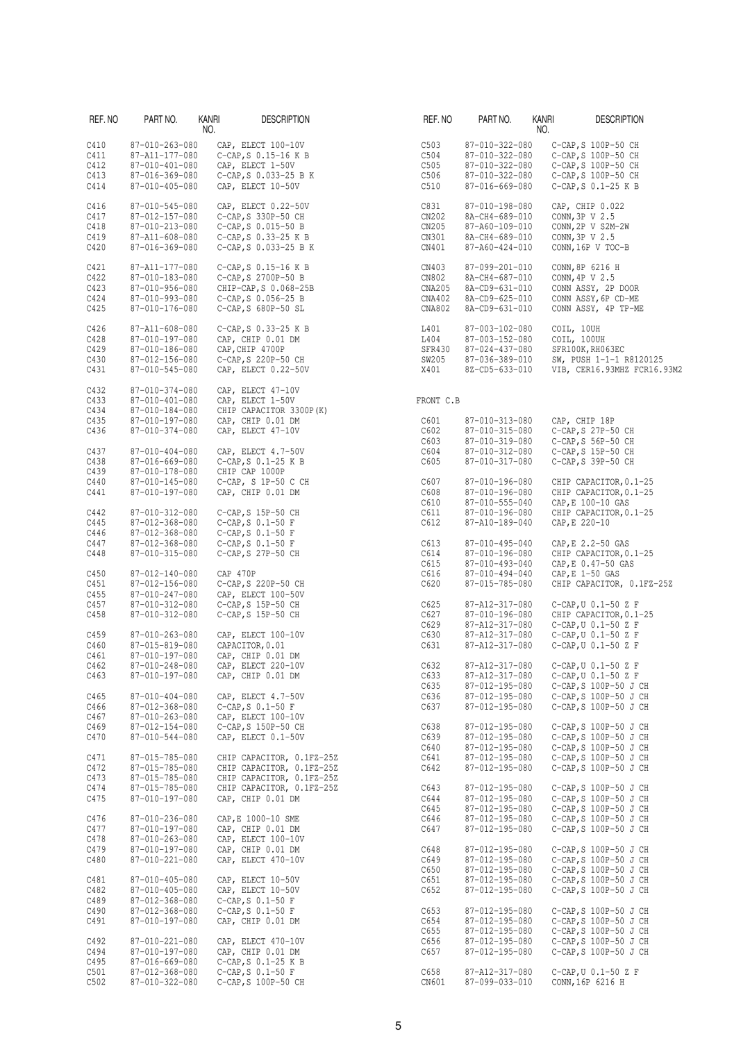 Aiwa CSD-TD52, CSD-TD51, CSD-TD53 Conn ASSY, 2P Door, Conn ASSY,6P CD-ME, Conn ASSY, 4P TP-ME, COIL, 10UH, COIL, 100UH 