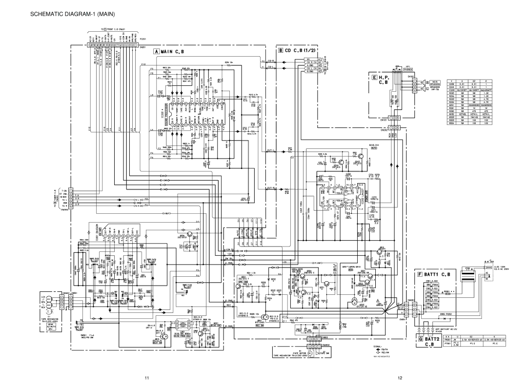 Aiwa CSD-TD51, CSD-TD53, CSD-TD52 service manual Schematic DIAGRAM-1 Main 