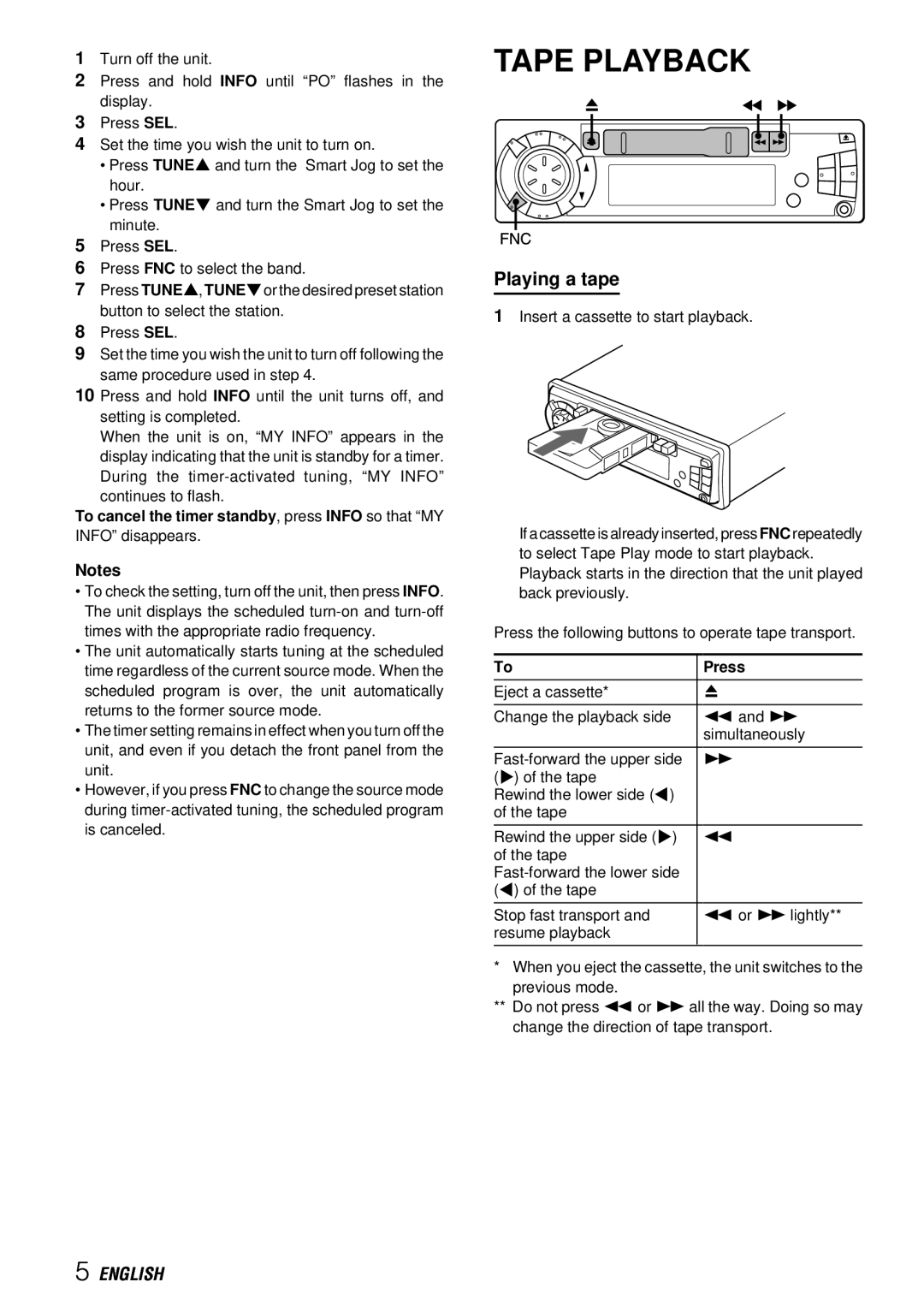 Aiwa CT-X411YU operating instructions Tape Playback, Playing a tape, Press G simultaneously 