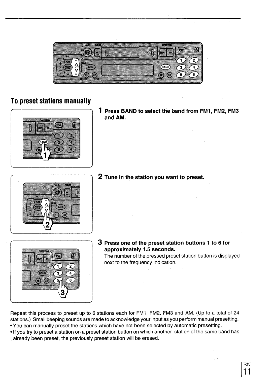 Aiwa CT-X417 To preset stations manually 