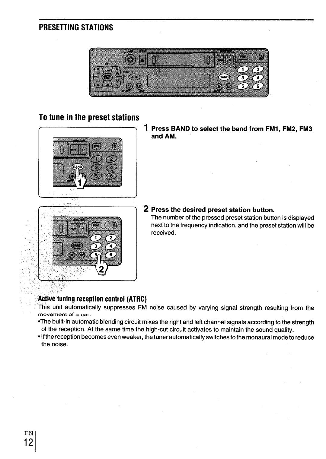 Aiwa CT-X417 manual To tune in the preset stations, Lliiiive’hming reception control Atrc 