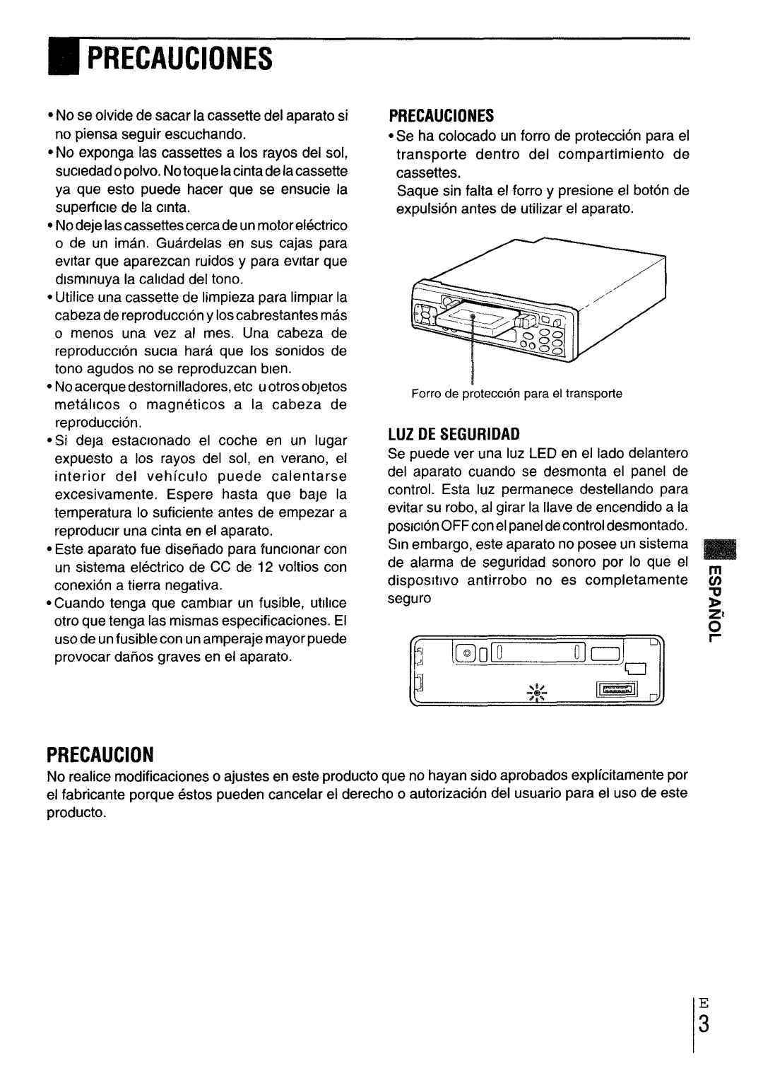 Aiwa CT-X417 manual Precauciones, Precaution 