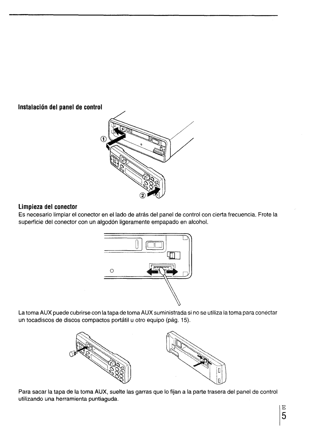 Aiwa CT-X417 manual Lrrstalaciondel panel de control Limpieza del conector 