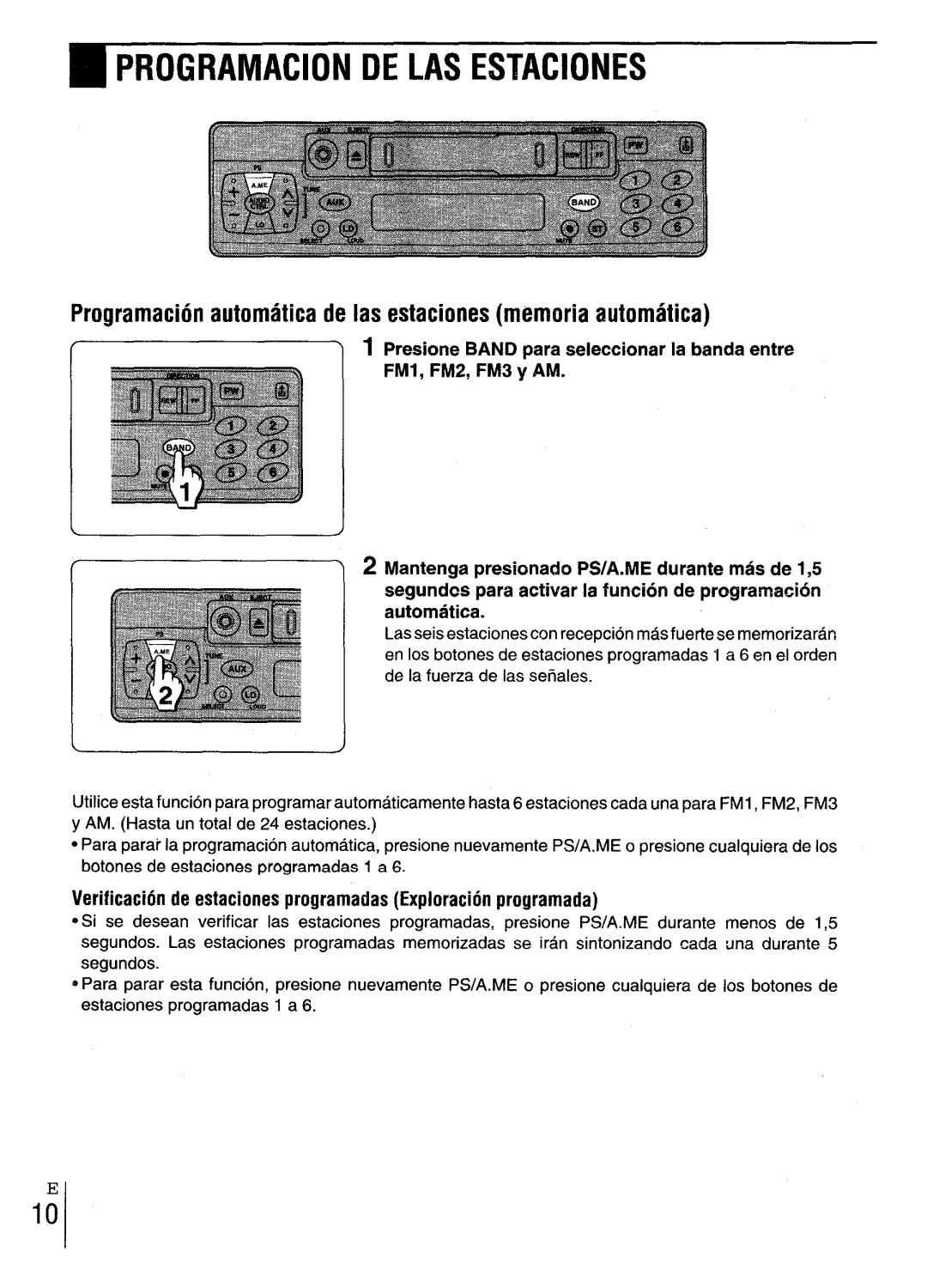 Aiwa CT-X417 manual ~ Programacion DE LAS Estaciones, Programacion automatic de Ias estaciones memoria automatic 