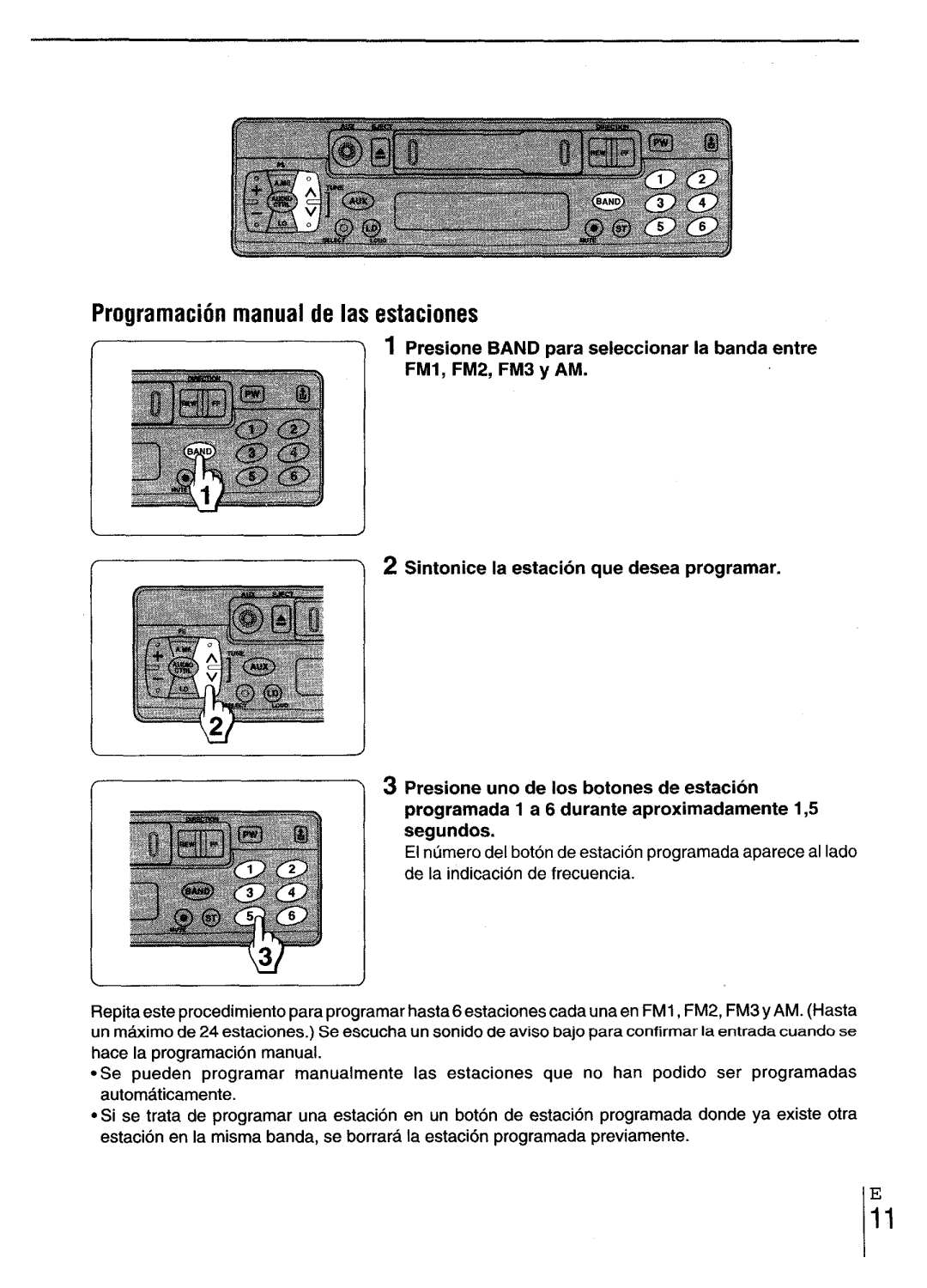 Aiwa CT-X417 Programacion manual de Ias estaciones, Segwtdos 