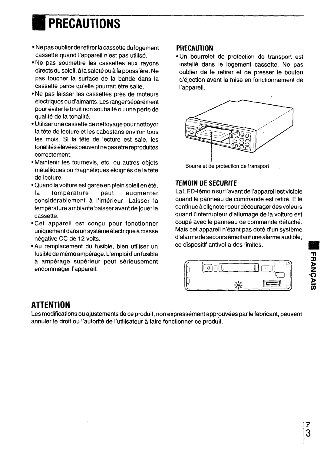 Aiwa CT-X417 manual Precautions 
